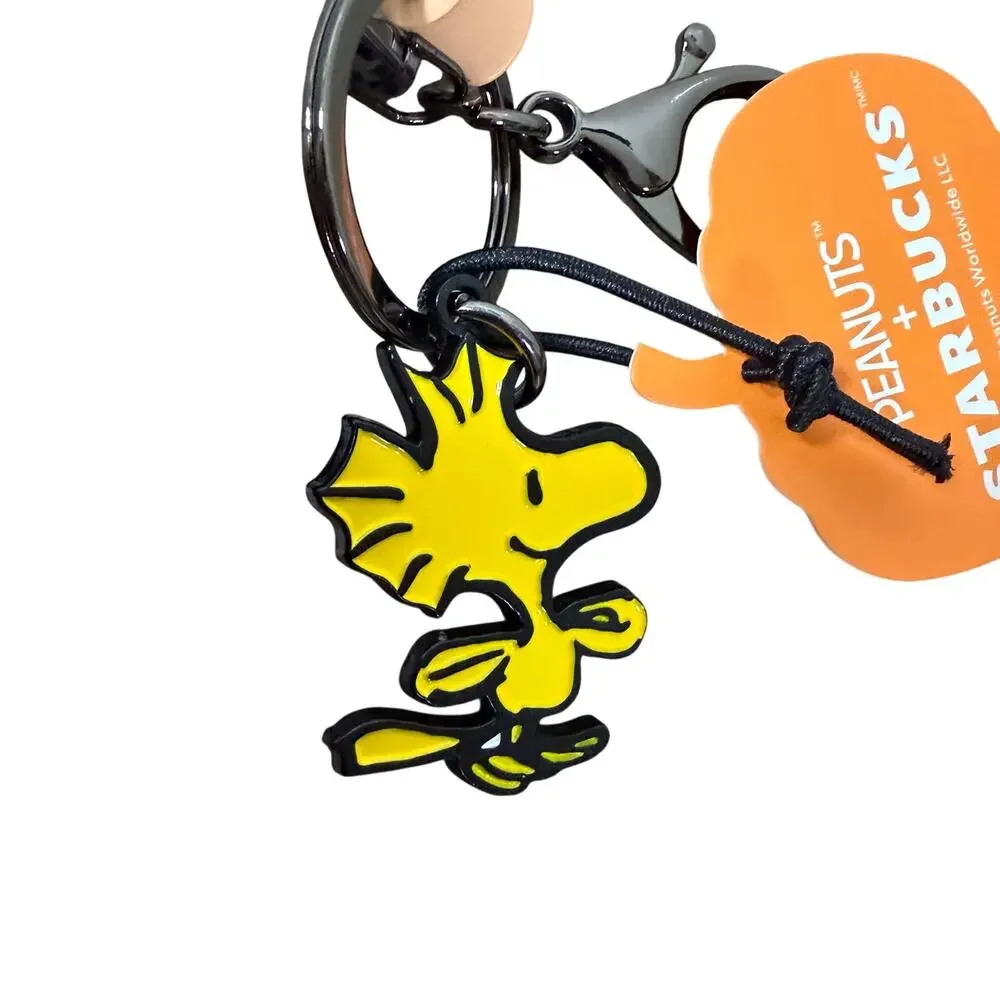 2026 Starbucks x Peanuts Snoopy Woodstock Plush Bag Charm Keychain Pumpkin